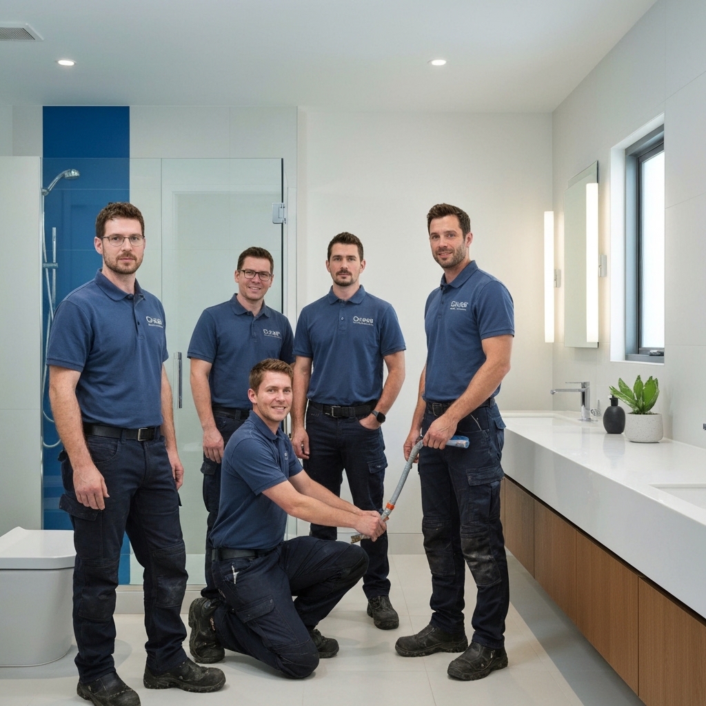 Equipe de plombiers Oclaire avec équipement professionnel intervenant sur une fuite d