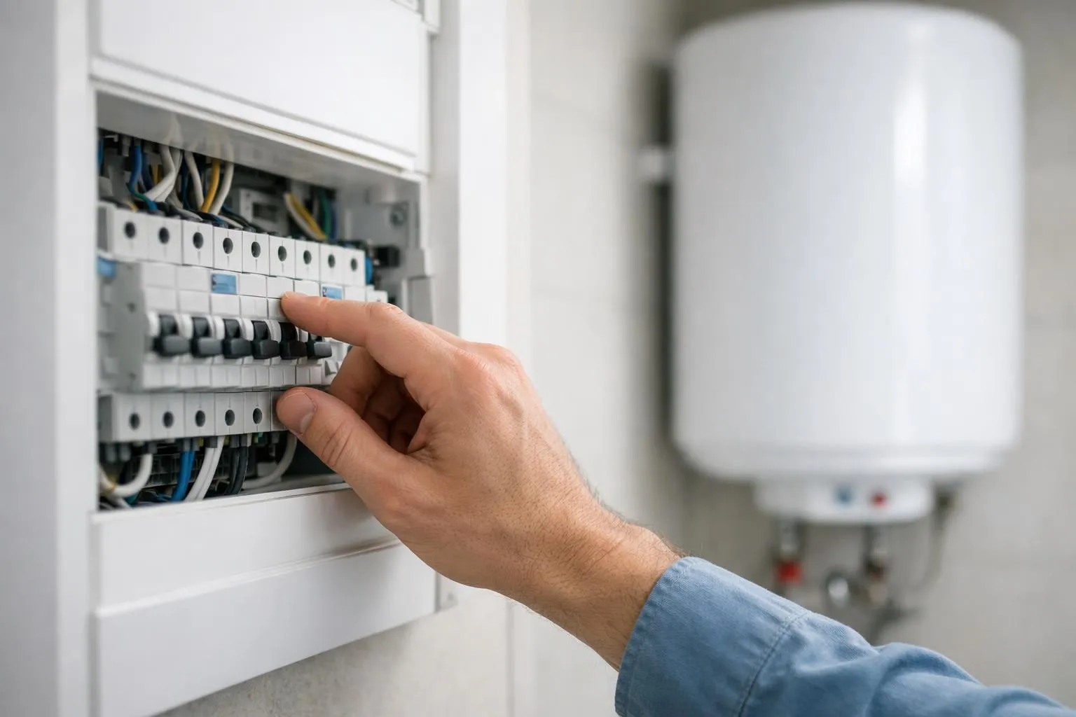 Panneau électrique avec interrupteurs et câbles électriques.